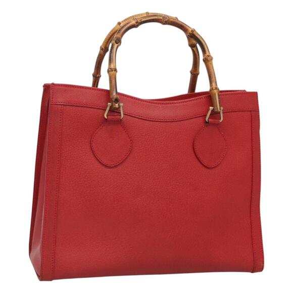 GUCCI Bamboo Hand Bag Leather Red Gold 002 2853 0260 0 - Picture 1 of 16